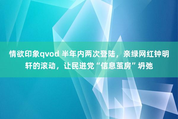 情欲印象qvod 半年内两次登陆，亲绿网红钟明轩的滚动，让民进党“信息茧房”坍弛