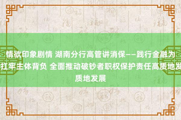 情欲印象剧情 湖南分行高管讲消保——践行金融为民 扛牢主体背负 全面推动破钞者职权保护责任高质地发展