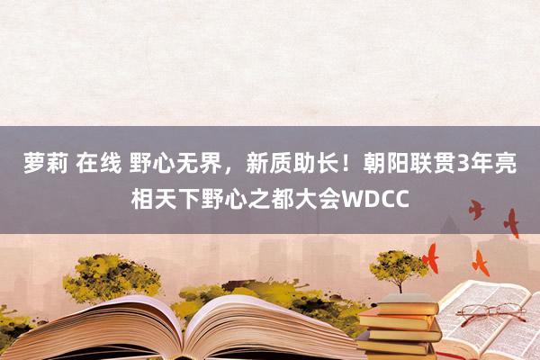 萝莉 在线 野心无界，新质助长！朝阳联贯3年亮相天下野心之都大会WDCC